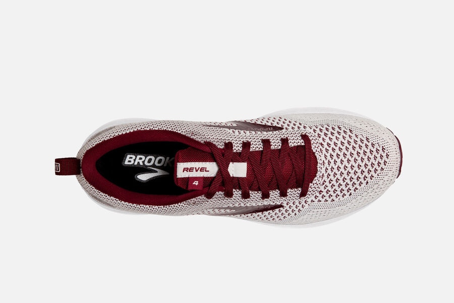 Brooks Running Shoes - Revel 4 Road Womens - White/Burgundy - ZWO-249158